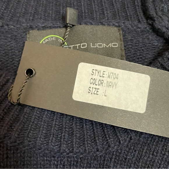 NWT New Progetto Uomo Navy Wool Cashmere Sweater Size L Made in Italy - Picture 7 of 11